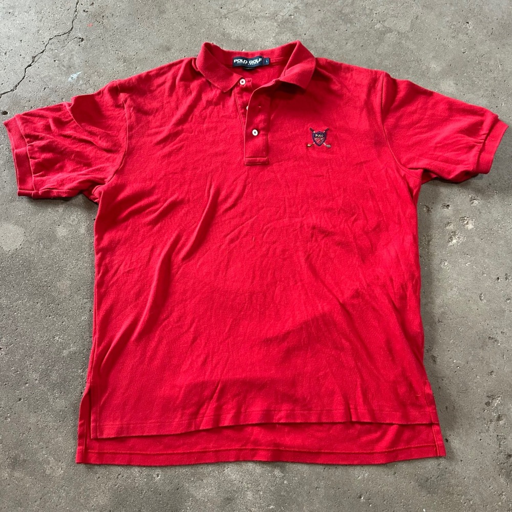 Polo Golf Ralph Lauren Polo Shirt Mens L Red Short Sleeve Embroidered Crest‎ USA